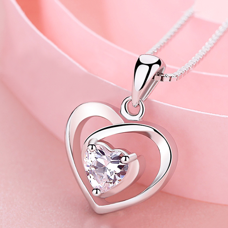 沉鱼落雁 爱心纯银项链