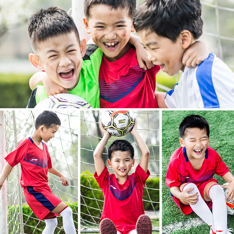 Li-Ning children's football suit summer and autumn short sleeve training suit men's lining customized children's team suit women's Li Ning football shirt