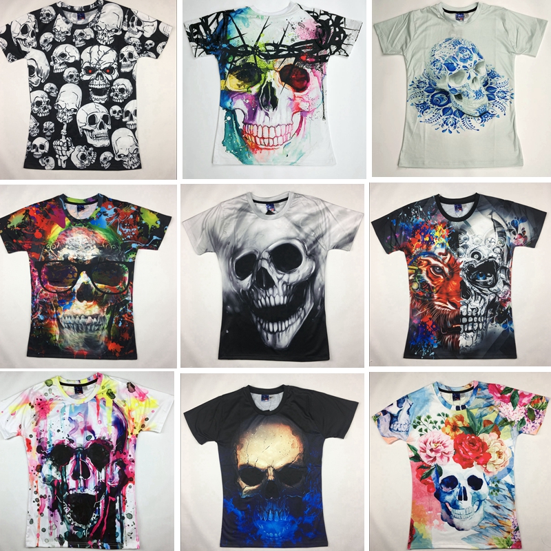 European and American street fashion brand summer starry sky painted devil skull couple short sleeve t-shirt men's and women's half sleeve clothes
