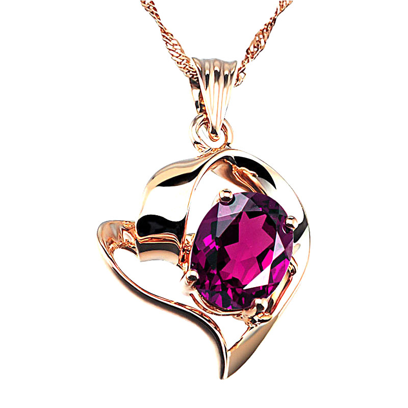 羽兰 爱心石榴石项链