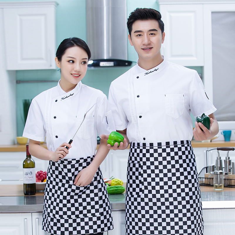 Chef's clothes short sleeve hotel catering chef's work clothes summer thin style hotel back kitchen chef's clothes Chinese custom printing