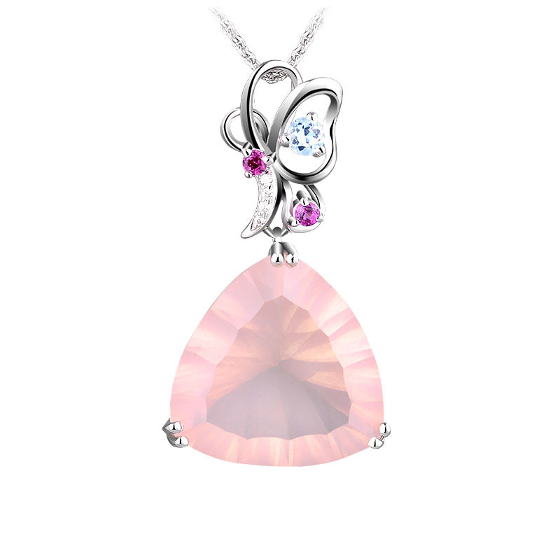 羽兰 天然粉水晶项链