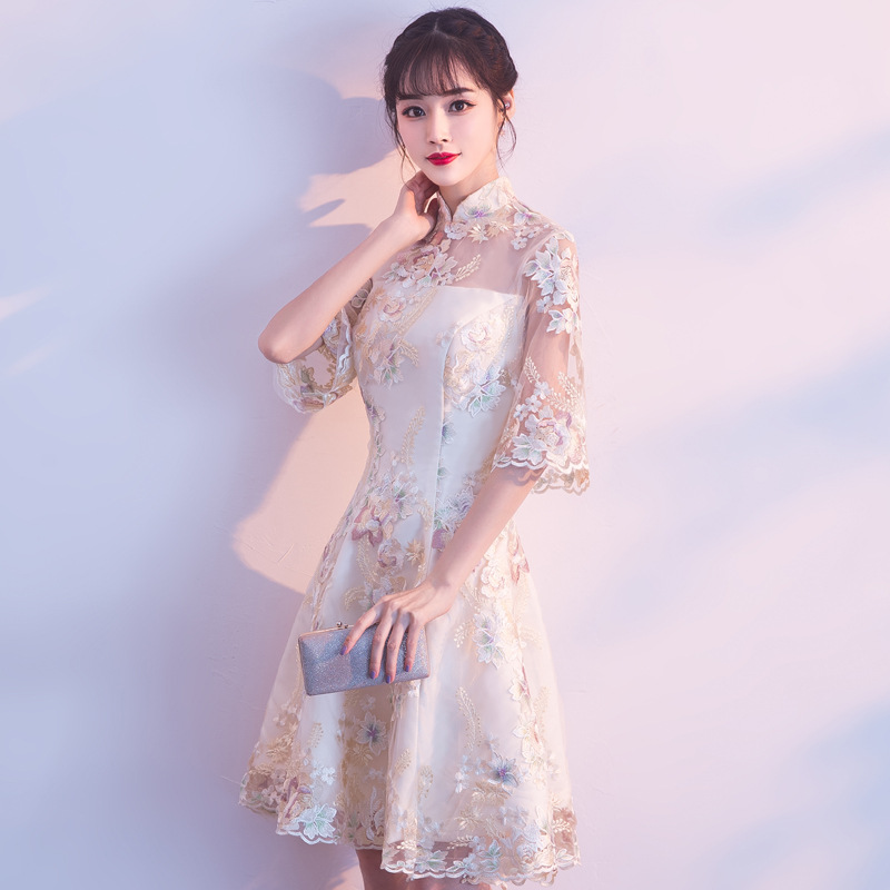 Noriti cheongsam 2022 new summer women's improved short style dignified atmosphere autumn Chinese style dress small dress