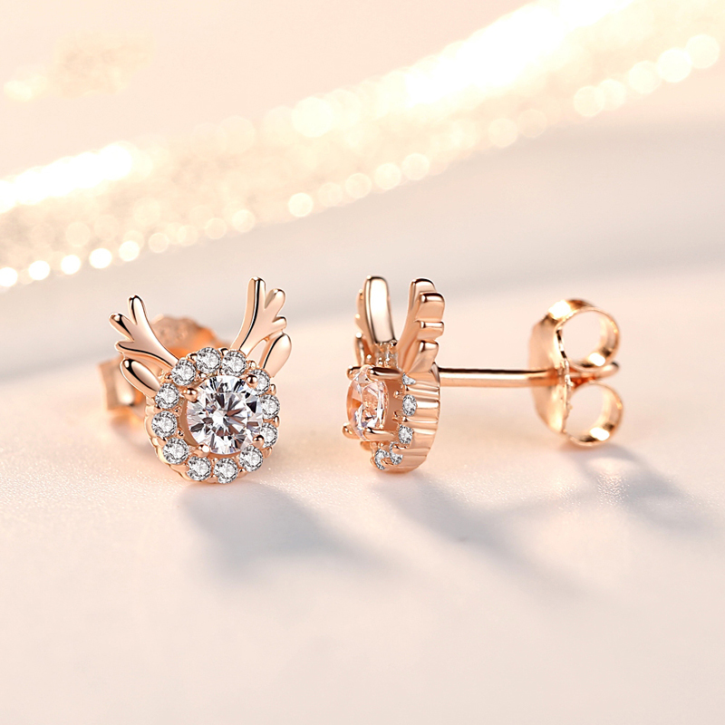 法卡曼 玫瑰金麋鹿耳钉