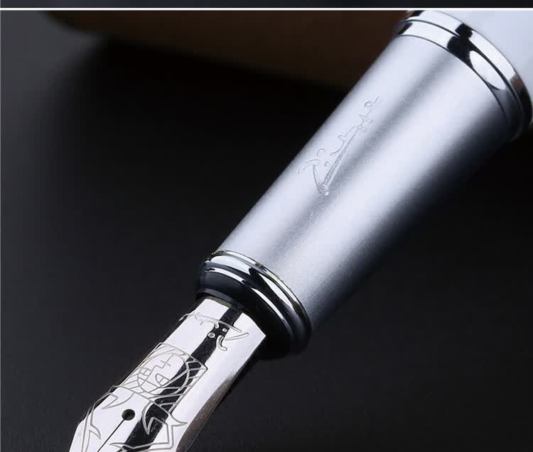 Pimio Fountain Pen, Signature Pen, Business Office Gift, Adult Student Handwriting Practice, Birthday Gift for Men And Women, Iridium Gold Ink Pen, 916 Mubai White 11