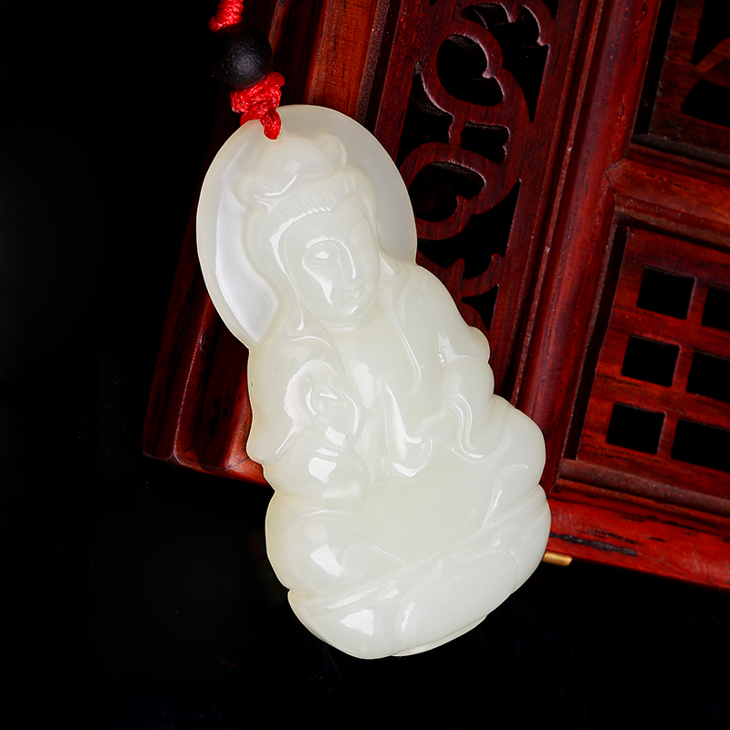 珍龙御石和田玉宝瓶观音吊坠