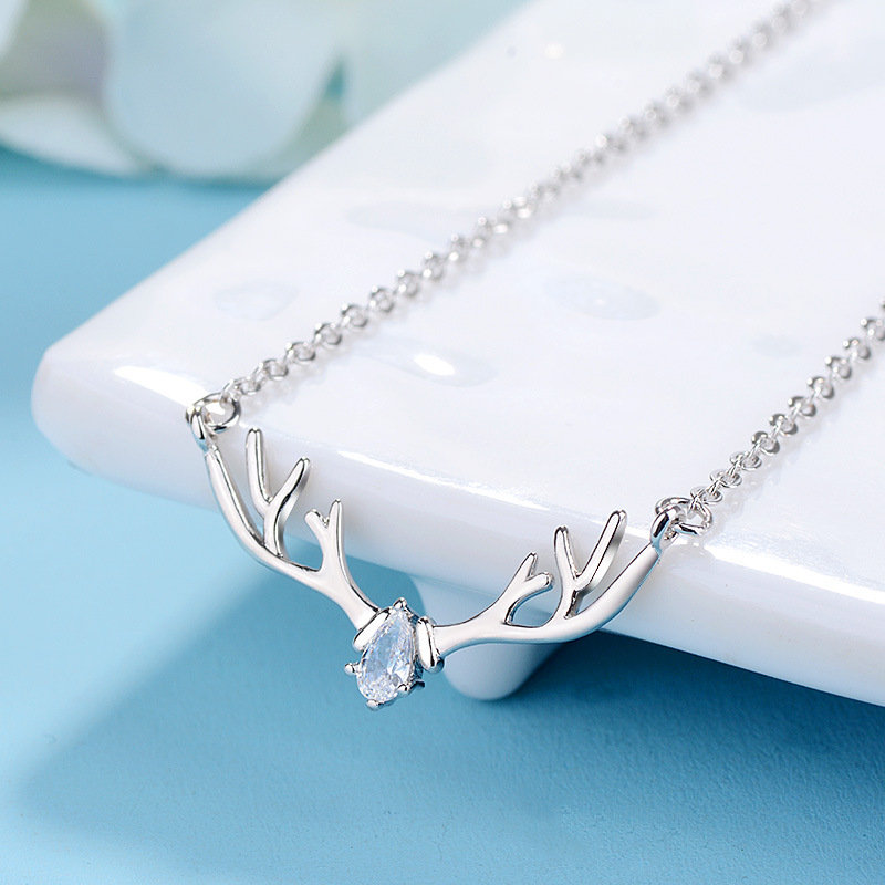 花影 纯银甜美麋鹿锁骨链