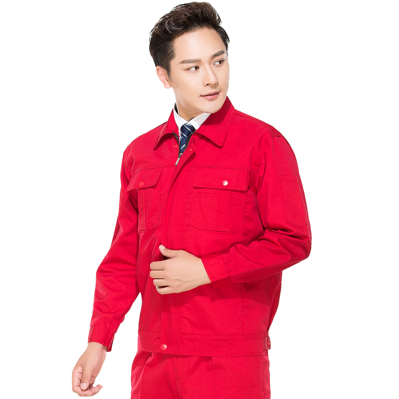 Lingcan thickened wear-resistant spring and autumn work clothes suit men's labor protection clothes men's work clothes environmental sanitation uniform custom engineering clothes workshop welding workers' factory clothes