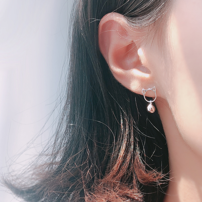 曼蒂娅 可爱猫咪铃铛耳钉