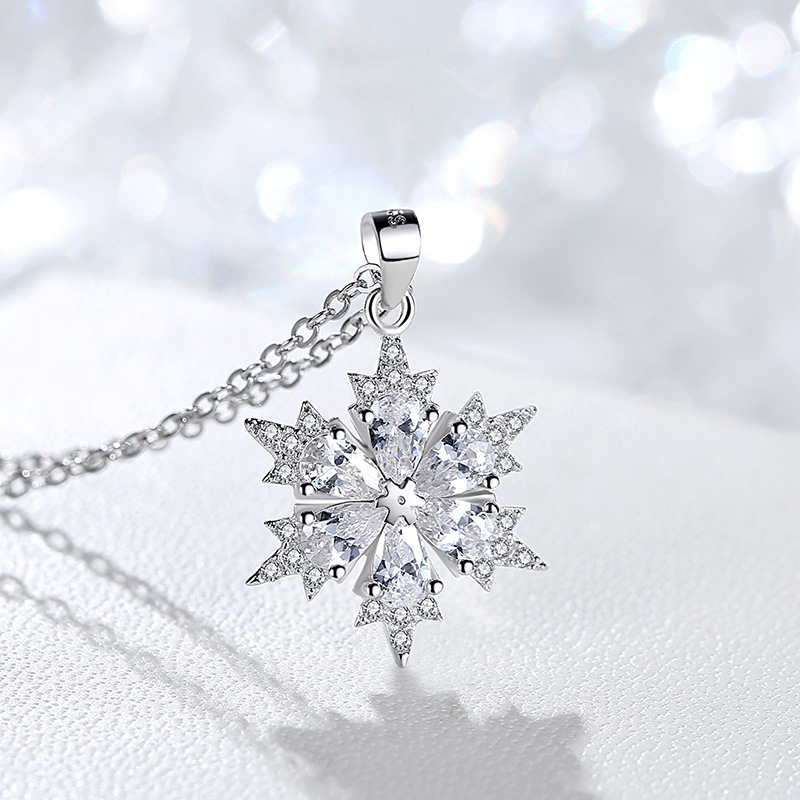 妙选 韩版雪花银项链