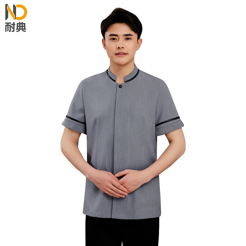 Naidian cleaning work clothes summer men's and women's single coat hotel guest room cleaner clothing property community cleaning clothes nd-1013 linen round buckle