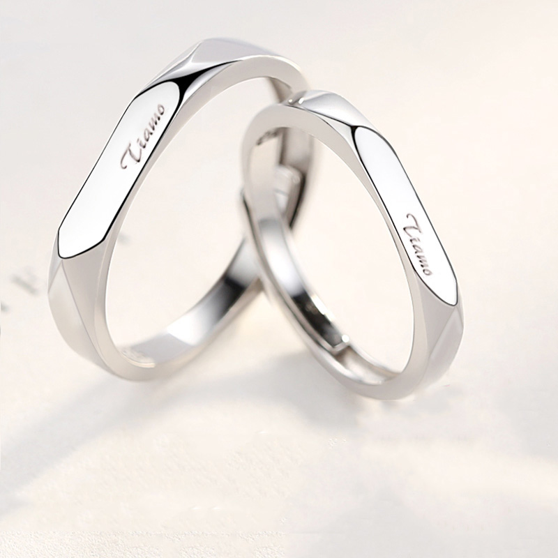 诺恋 棱面情侣可刻字对戒