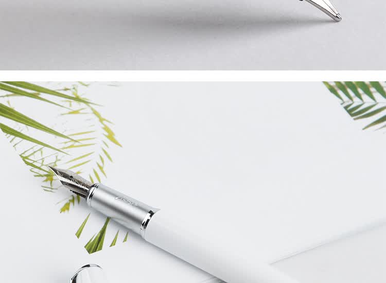 Pimio Fountain Pen, Signature Pen with Extra Fine EF Nib, Business Office Gift, Adult Student Calligraphy Practice Pen, Birthday Gift for Men And Women, Malaga Series 916 White 13