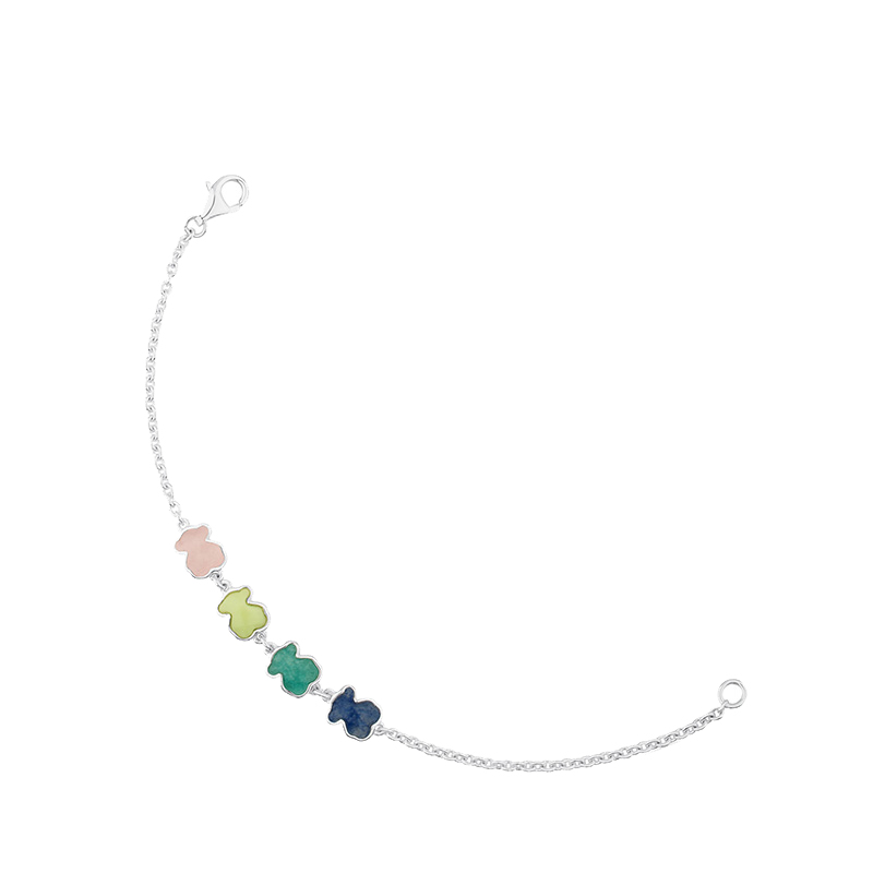 桃丝熊 925银天河石手链