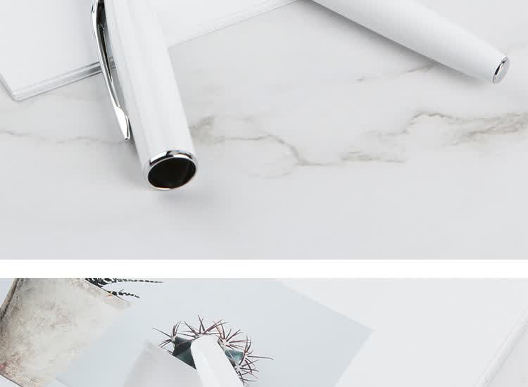 Pimio Fountain Pen, Signature Pen with Extra Fine EF Nib, Business Office Gift, Adult Student Calligraphy Practice Pen, Birthday Gift for Men And Women, Malaga Series 916 White 14