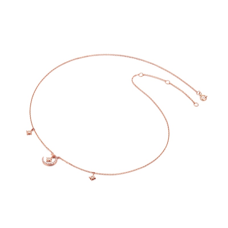 周大福 星月9K金镶钻项链