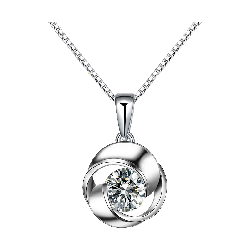 吴越老银铺玫瑰花银项链