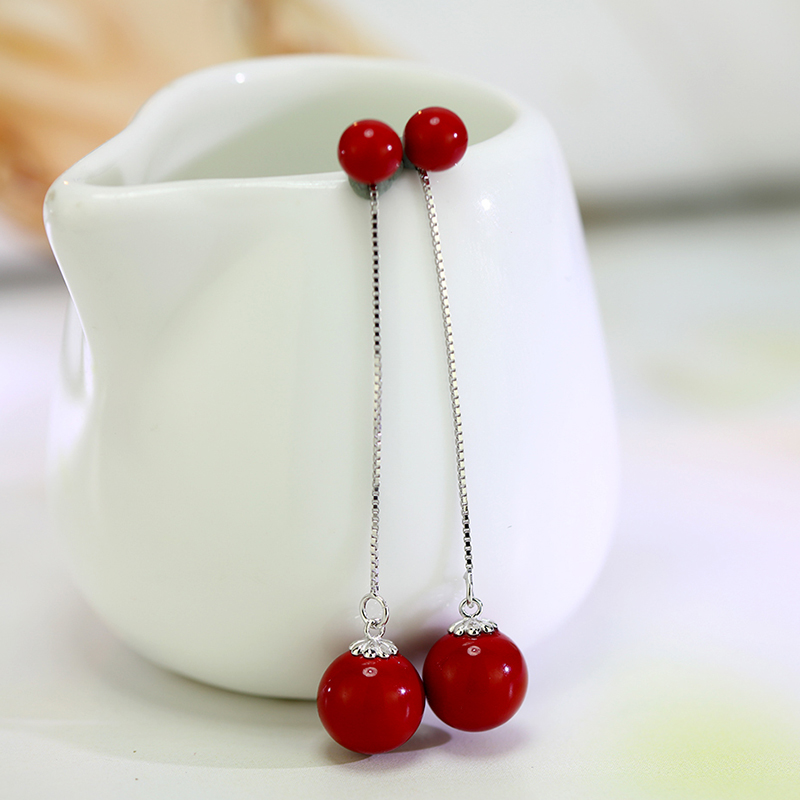 CAROMAY 红色珍珠耳饰