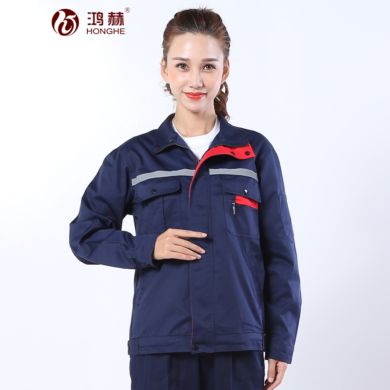 Honghe anti-static gas station spring and autumn long sleeved overalls suit men's labor protection jacket factory auto repair suit customization