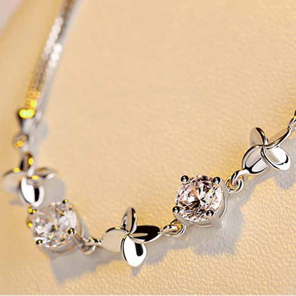 卡蒂罗 四叶草纯银学生情侣手链