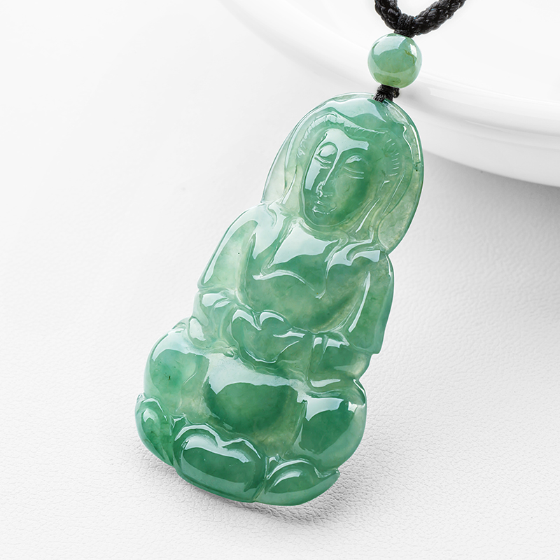 碧玉尊冰种满绿观音吊坠