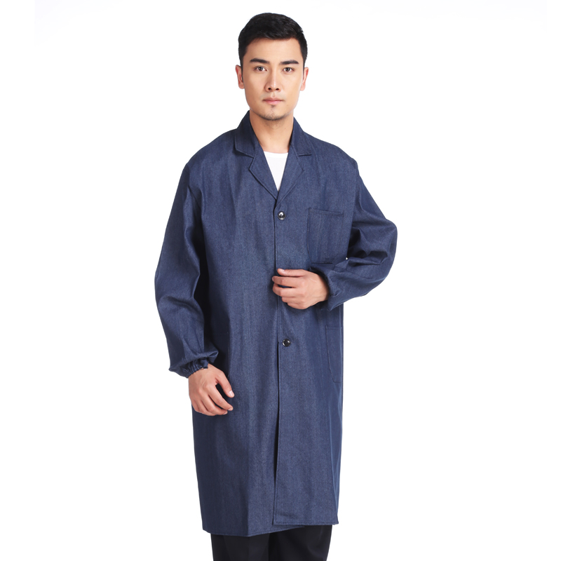 Sanluzhuo spring and autumn thickened denim coat, labor protection work clothes, blue coat, men's and women's work clothes, warehouse handling clothes, freight work clothes, dust-proof clothes