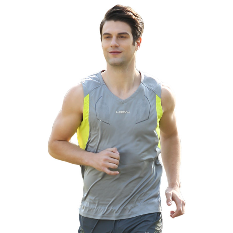 Leevy RUNNING VEST men's fast dry wide shoulder summer sleeveless sports casual T-shirt loose breathable fitness basketball suit