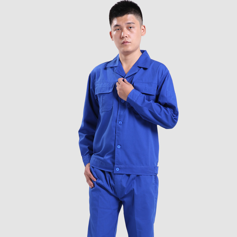 Gangtong summer thin long sleeved work clothes set brilliant blue cleaning clothes women's customized auto beauty work clothes men's summer labor protection workers' factory clothes