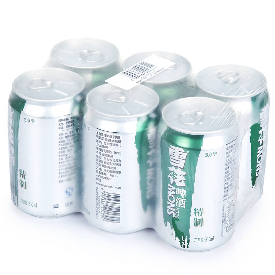 白菜價:雪花啤酒snowbeer9度精製330ml*6聽