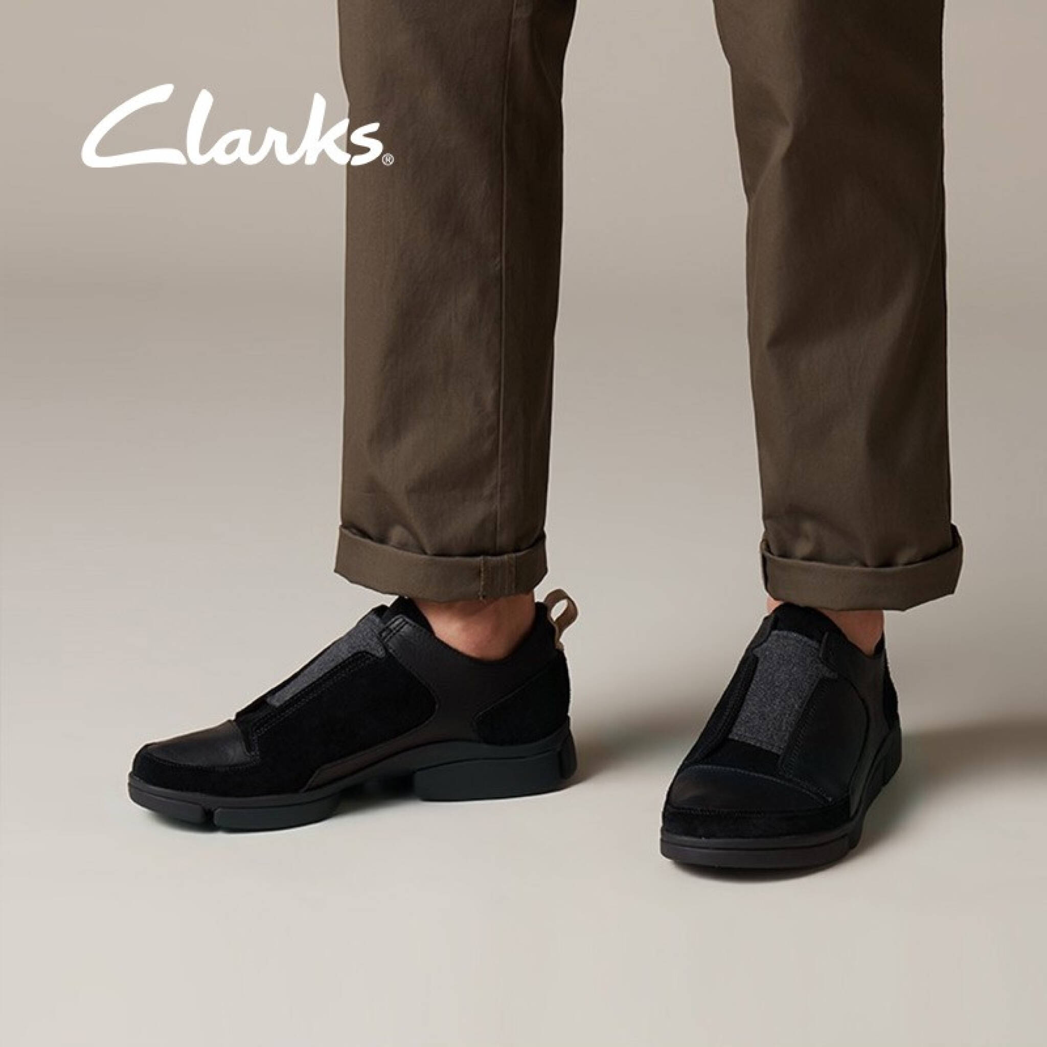 未使用に近い】Clarks TriVerve Slip ブラックレザーシューズ