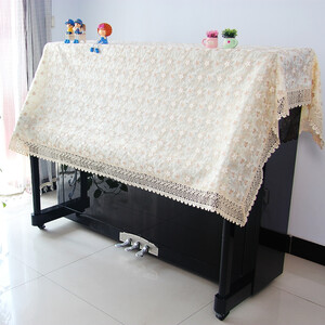 桃夫人钢琴罩半罩盖巾布艺简约欧式风格清新田园智能电钢琴盖布防尘套披 金玫瑰 200*130钢琴巾