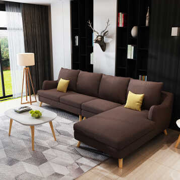 诺珊 北欧沙发小户型布艺沙发组合客厅沙发椅 咖啡色 预售定金 定金不
