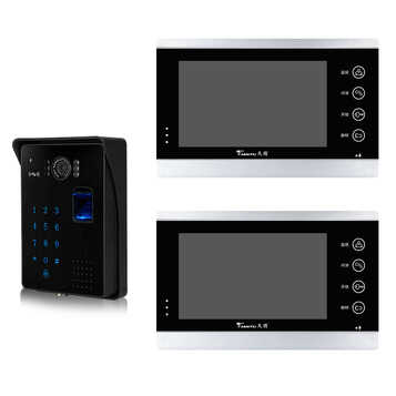 天图 指纹密码可视对讲门铃家用高清视频有线智能楼宇门禁系统 1室外