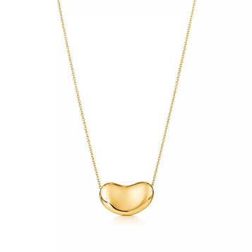 tiffany&co/蒂芙尼18k黄金bean豆豆项链毛衣链 12mm吊坠