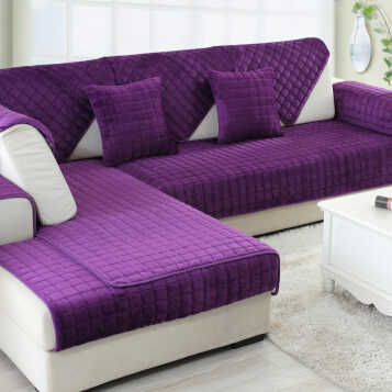 沙发垫布艺坐垫紫色 
