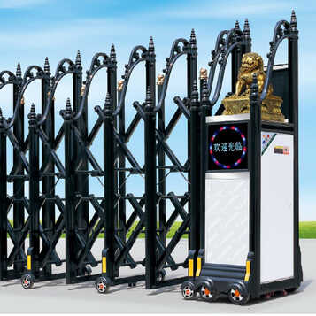 家用仿古折叠别墅大门复古伸缩门电动大门乡村庭院门别墅伸缩门家用铝