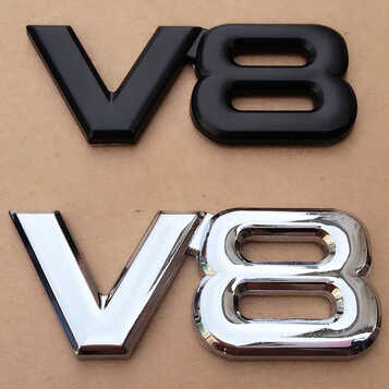 汽车贴标丰田改装标3d立体字母车标v8大排量标志金属电镀车尾标贴 v8