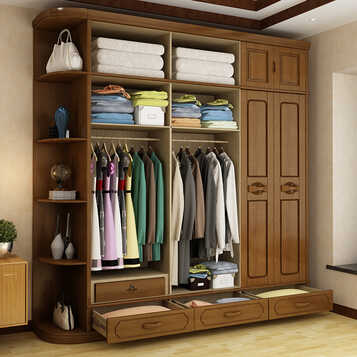 悠邦 实木衣柜加高加顶柜卧室3门4门5门6门衣橱 木质衣柜 6门衣柜