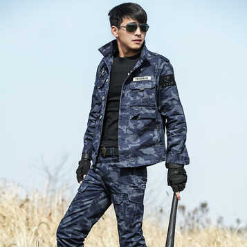特种兵野战作训服军迷作战服战术夹克休闲军装套装 藏蓝色 xxl