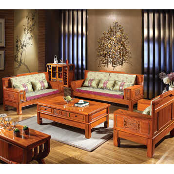 直远金丝檀木沙发 中式全实木组合沙发123 高端实木沙发612五件套沙发