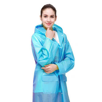 恰航 雨衣 轻便雨衣户外旅游男女eva透明大帽檐雨衣磨砂款 蓝色l码