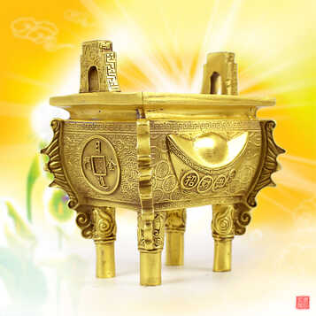 风水铜鼎摆件大号公司店铺 小鼎香炉聚财办公室摆设 元宝鼎15h