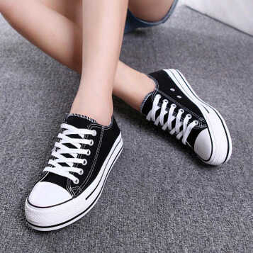 鹿女生帆布鞋2017年夏季新款牛仔布女生鞋子平板鞋女学生女式女鞋球鞋