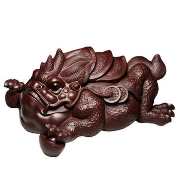 祁地紫砂茶具 紫砂茶宠摆件雕塑茶玩精品招财祥龙大号三足金蟾蟾蜍