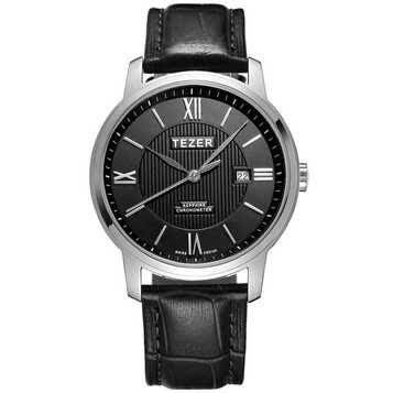 天时(tezer)手表 男士手表男表石英表t5008 黑面黑带