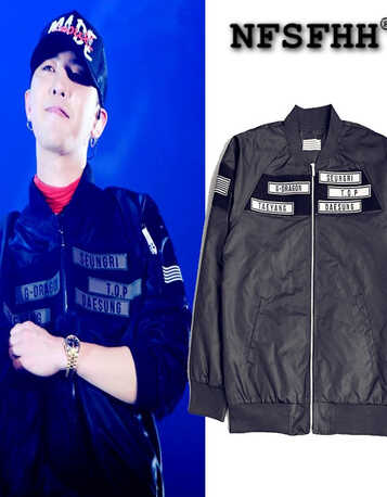 nfsfhh权志龙同款外套风衣bigbang演唱会撕夹克棒球服拉链男女 黑色 s