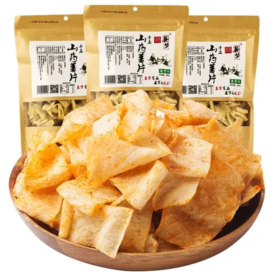 襄梦 老襄阳手工山药片膨化食品山药薯片网红小吃薄脆片休闲零食 番茄味180g*1