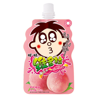 旺旺 维多粒果冻爽 可吸果冻 儿童休闲零食零嘴 粒粒桃150g