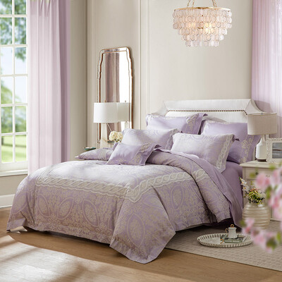 家纺 luolai 全棉提花四件套 纯棉床单被套 时尚蕾丝 高档床品 图兰朵