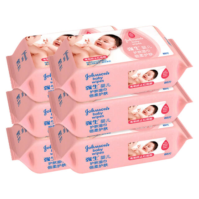 强生(Johnson) 婴儿护肤湿巾（倍柔护肤）80片×6包（有香）宝宝儿童湿巾